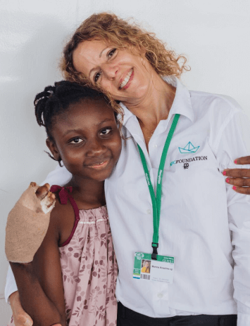 corporate partnership banner with Marina and patient